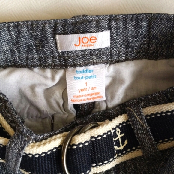 joe fresh nautical linen blend shorts with belt 12 months baby boy - Picture 4 of 8
